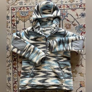 The North Face Womens Patterned Fleece Hoodie - Blue, Gray, Cream